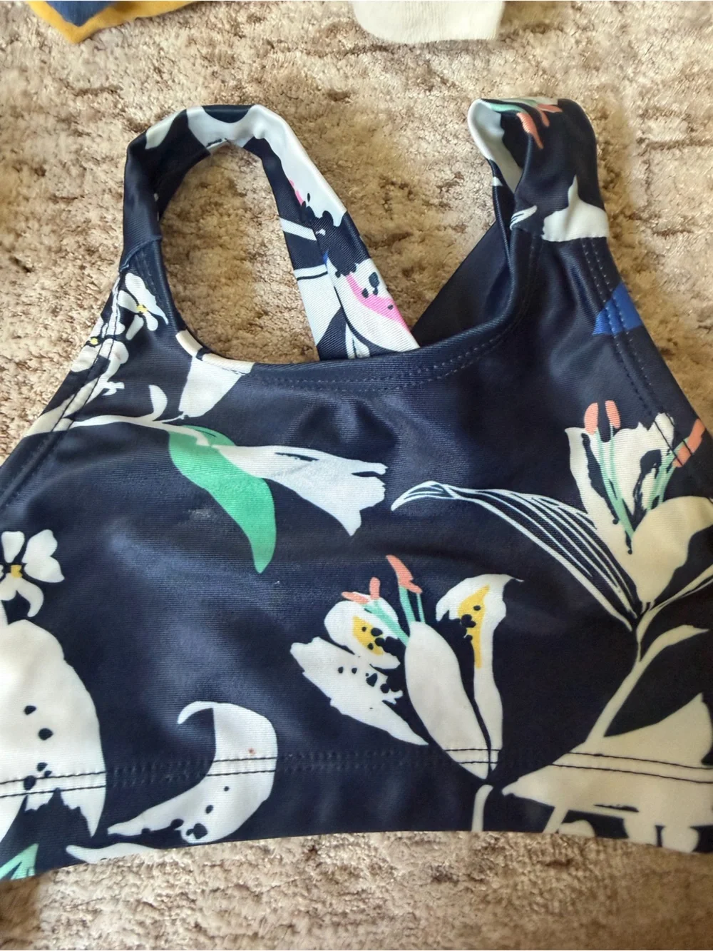2T - Tea Collection Girls Navy Floral Bikini Tankini Top